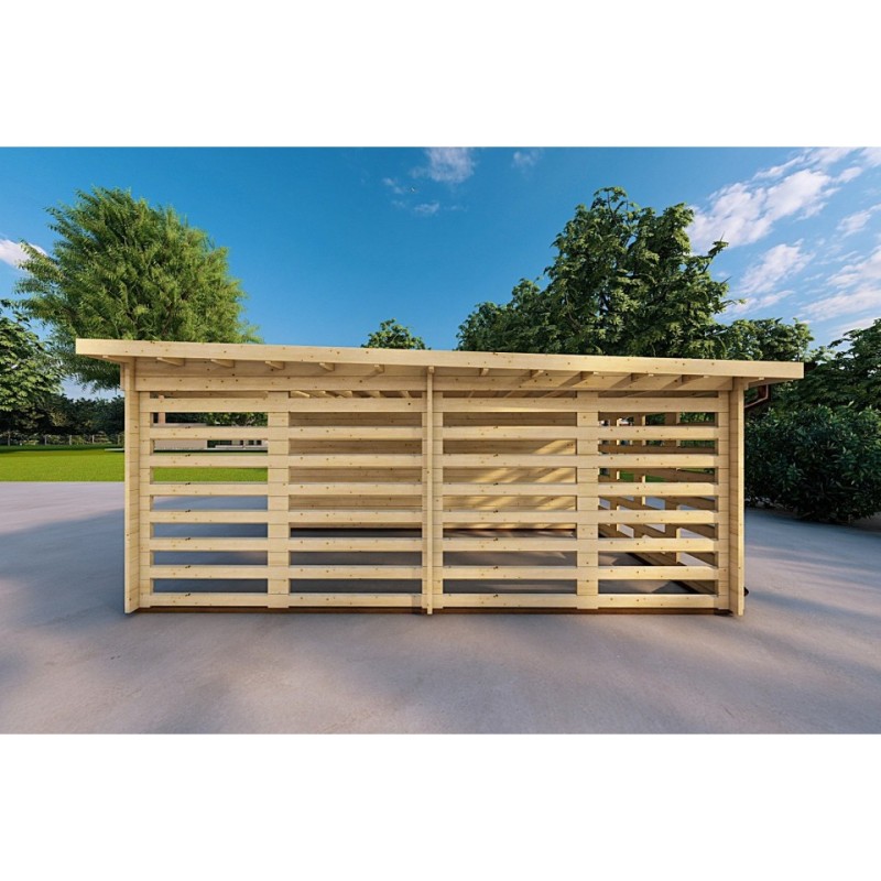 Garage di legno tettoia 6x6 44mm, lato destro