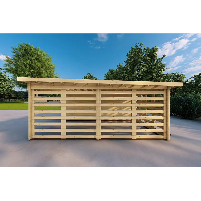 Garage di legno tettoia 6x6 44mm, lato destro