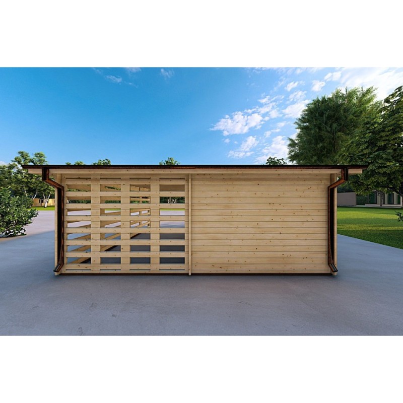 Garage di legno tettoia 6x6 44mm, retro