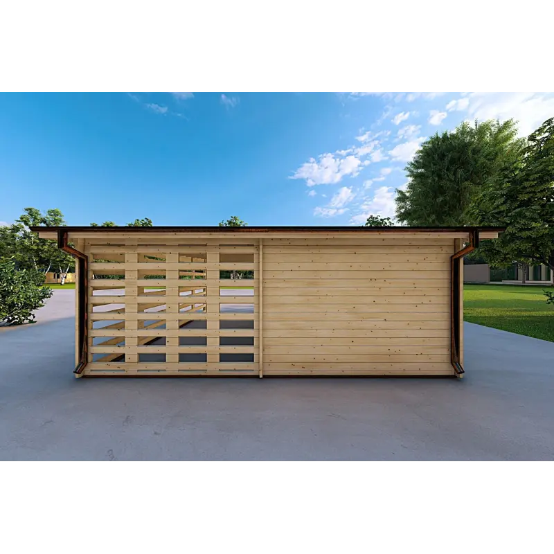 Garage di legno tettoia 6x6 44mm, retro