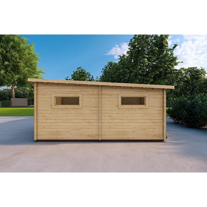 Garage di legno TRE POSTI 9x6 44mm, lato destro