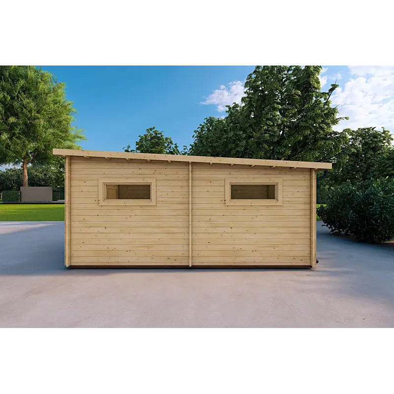 Garage di legno TRE POSTI 9x6 44mm, lato destro
