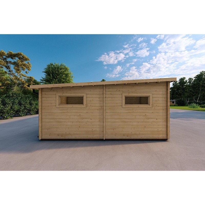 Garage di legno TRE POSTI 9x6 44mm, lato sinistro