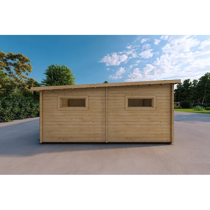 Garage di legno TRE POSTI 9x6 44mm, lato sinistro