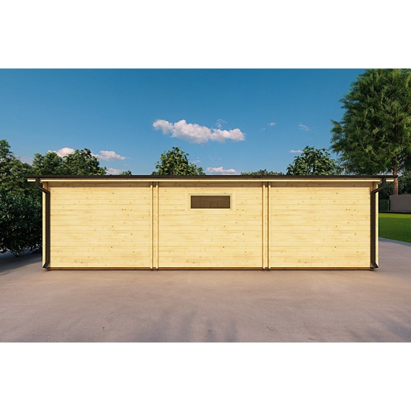 Garage di legno TRE POSTI 9x6 44mm, retro