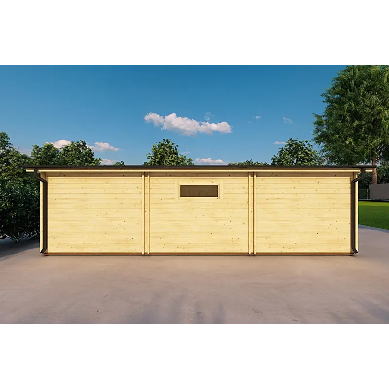 Garage di legno TRE POSTI 9x6 44mm, retro