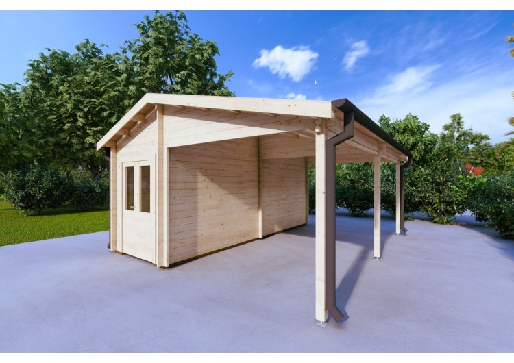 Tettoia di legno con ripostiglio 29.33 m² 44mm, fronte lato destro