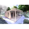Casa di legno con portico ALICE 7x6.4 44mm, fronte lato sinistro