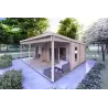 Casa di legno con portico ALICE 7x6.4 44mm, fronte lato destro