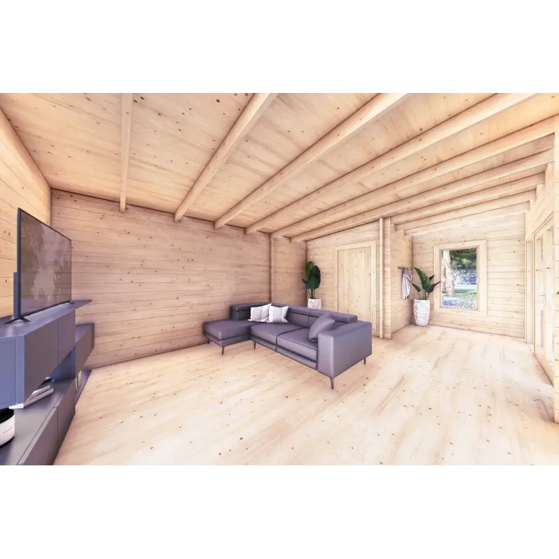 Casa di legno con portico ALICE 7x6.4 44mm, interno