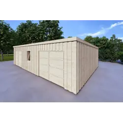 Garage di legno doppio mono falda con ripostiglio personale 9.6x6.4 44/80/30/40 mm, fronte lato destro