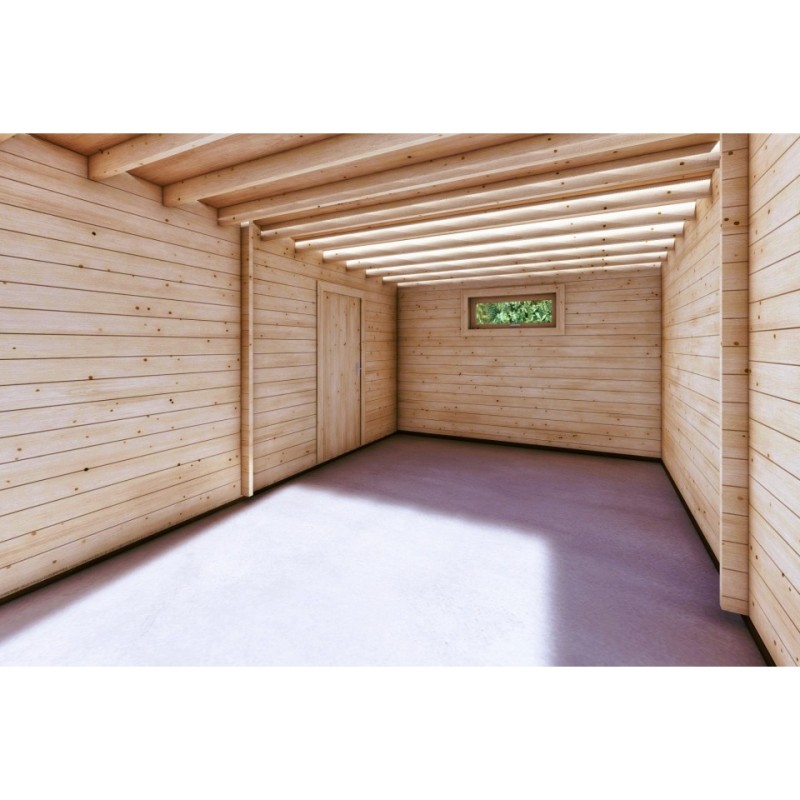 Garage di legno doppio mono falda con ripostiglio personale 9.6x6.4 44/80/30/40 mm, interno