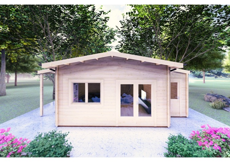 Casa in legno da giardino JASMINE 8x4 44mm, vista frontale