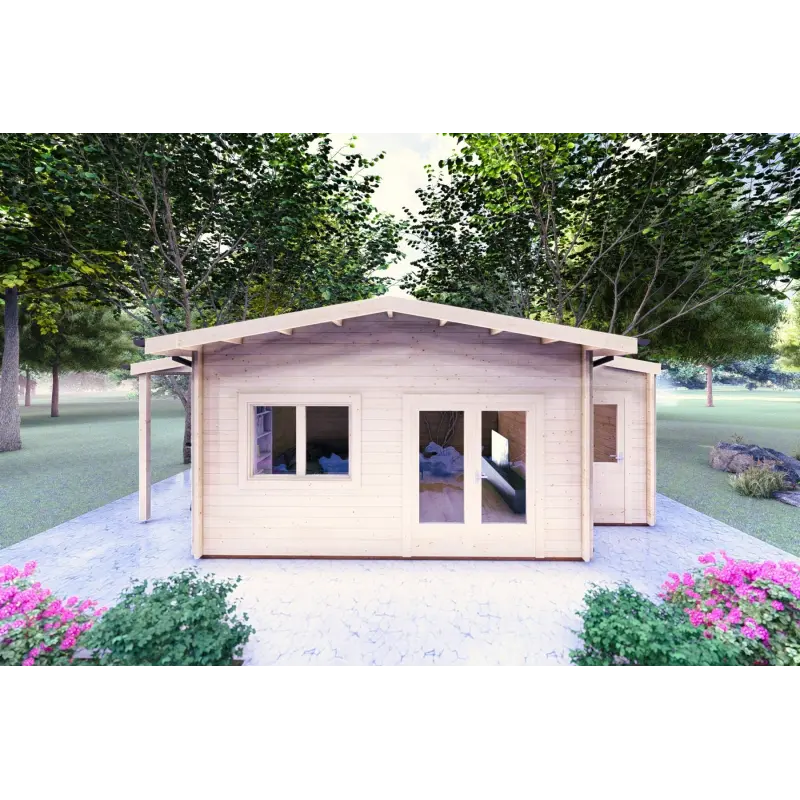 Casa in legno da giardino JASMINE 8x4 44mm, vista frontale