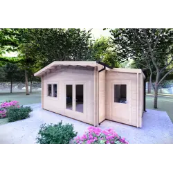 Casa in legno da giardino JASMINE 8x4 44mm, fronte lato destro
