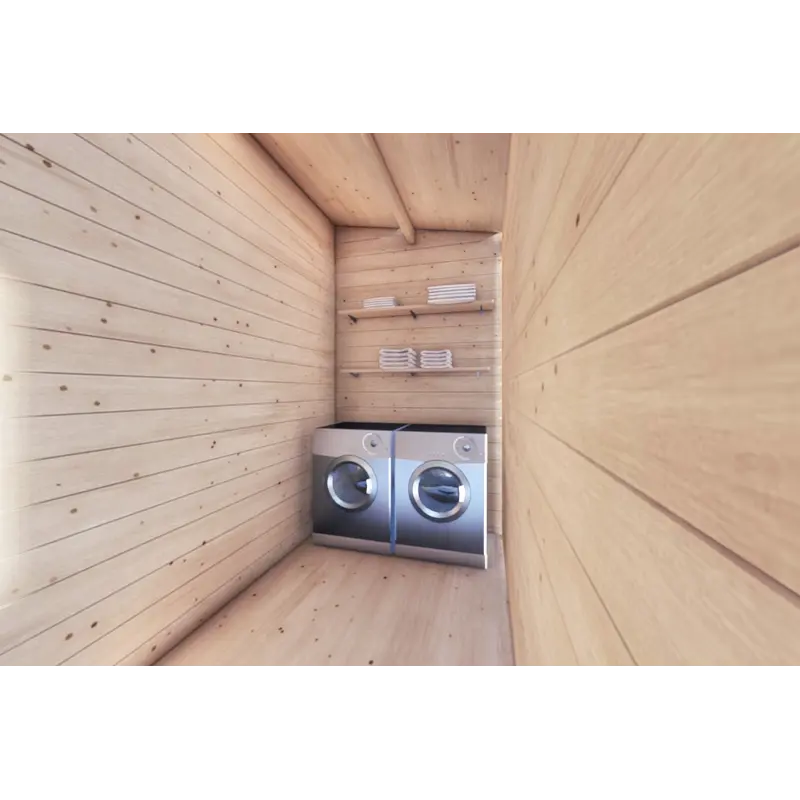 Casa in legno da giardino JASMINE 8x4 44mm, interno lavanderia