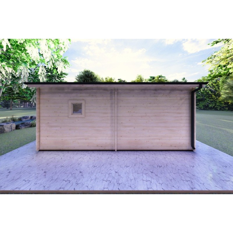 Casa in legno con patio GIANNA 6.5x5.4 44mm, retro