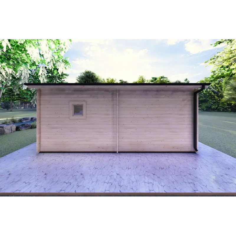 Casa in legno con patio GIANNA 6.5x5.4 44mm, retro