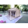 Casa in legno con patio GIANNA 6.5x5.4 44mm, fronte lato destro