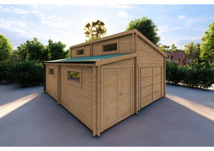 Garage in legno singolo con ripostiglio 35.61 m² 44mm, fronte lato sinistro