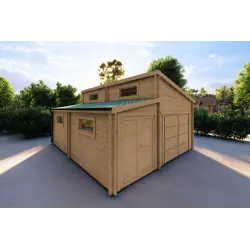 Garage in legno singolo con ripostiglio 35.61 m² 44mm, fronte lato sinistro