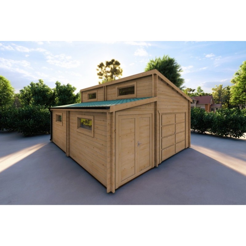 Garage in legno singolo con ripostiglio 35.61 m² 44mm, fronte lato sinistro