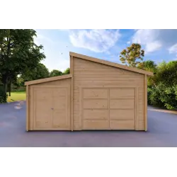 Garage in legno singolo con ripostiglio 35.61 m² 44mm, vista frontale