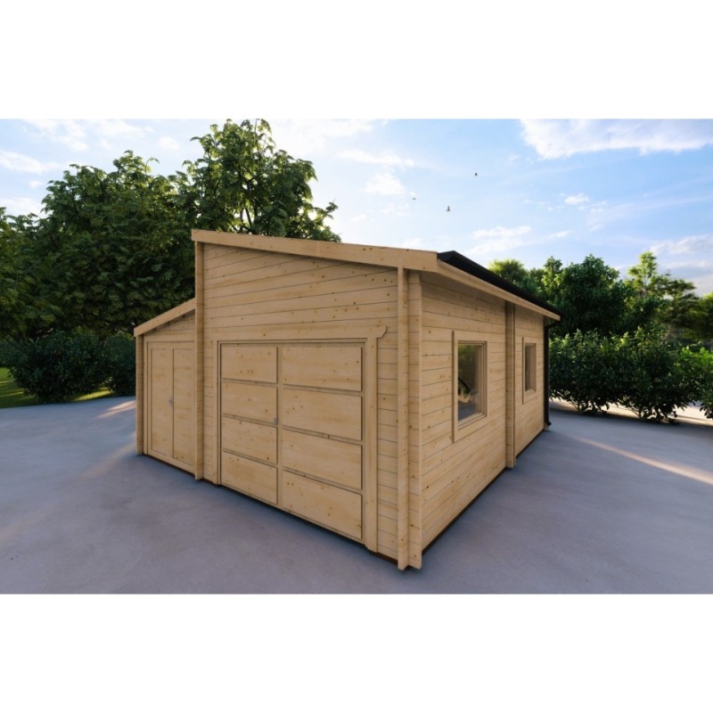 Garage in legno singolo con ripostiglio 35.61 m² 44mm, fronte lato destro