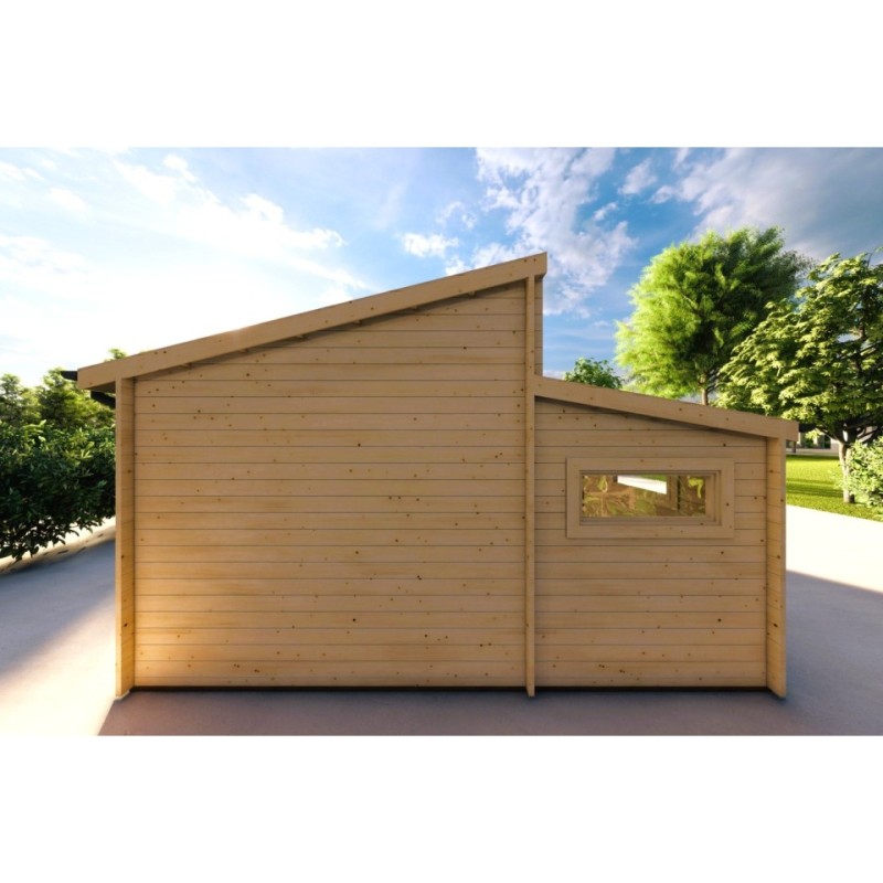Garage in legno singolo con ripostiglio 35.61 m² 44mm, retro