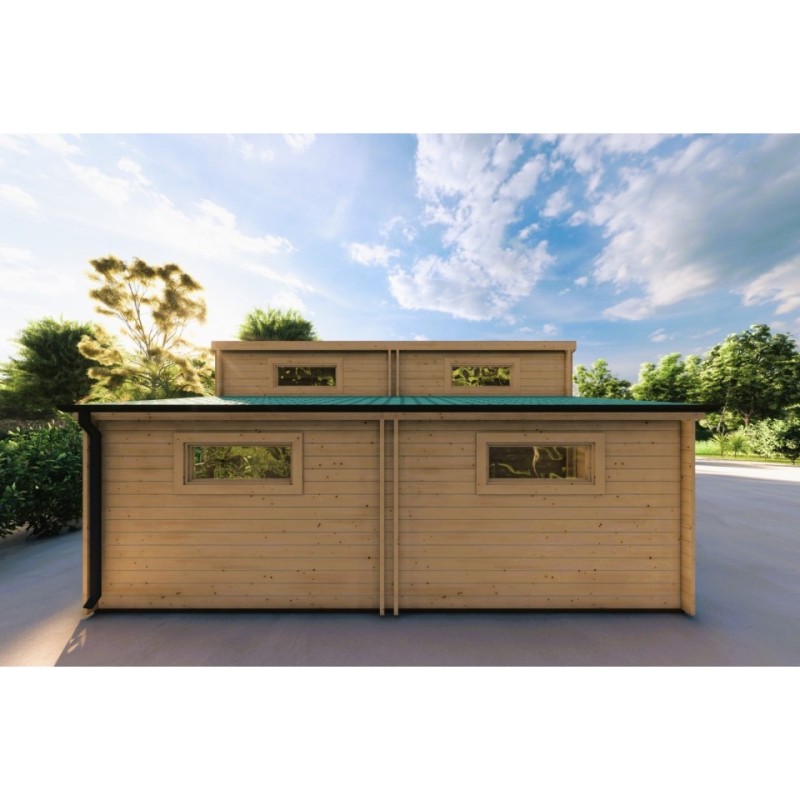 Garage in legno singolo con ripostiglio 35.61 m² 44mm, lato sinistro