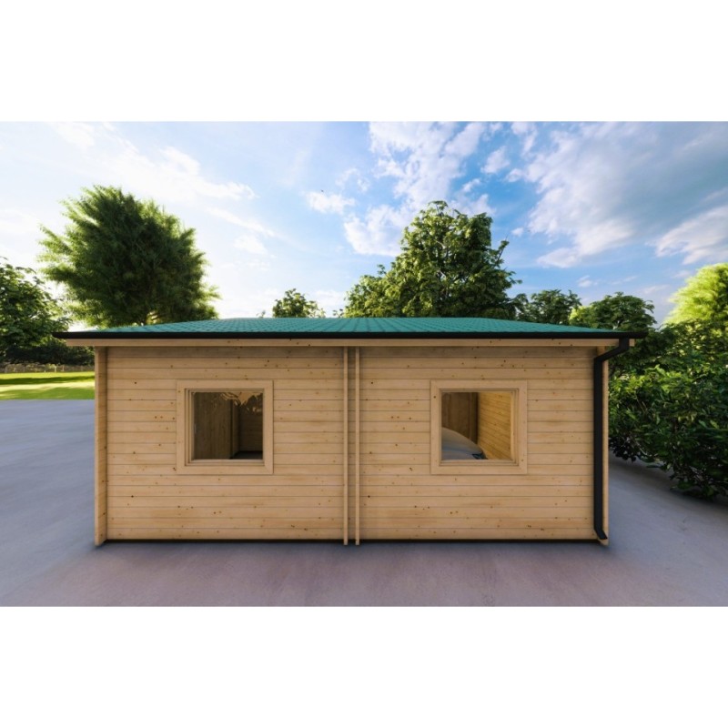 Garage in legno singolo con ripostiglio 35.61 m² 44mm, lato destro