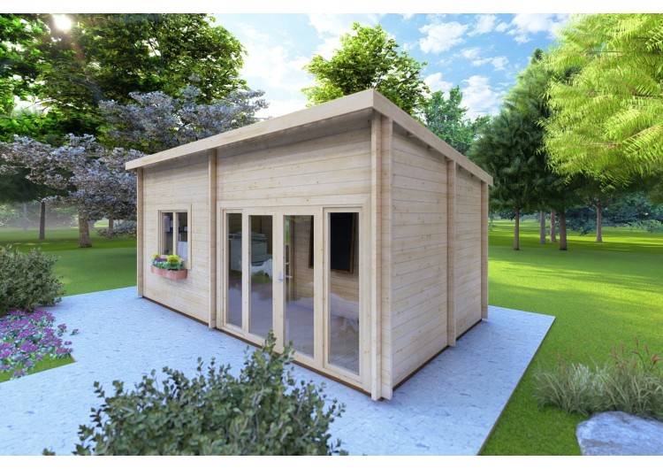 Casetta in legno AFRODITE 6.5x3.5 44mm, fronte lato destro