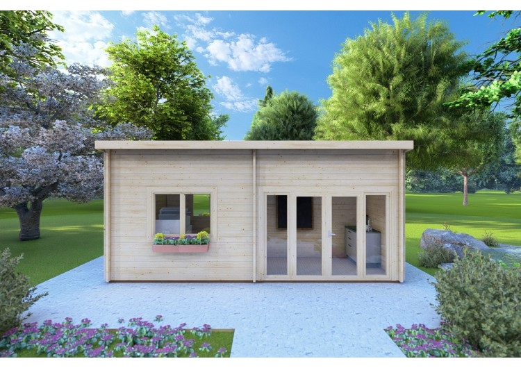 Casetta in legno AFRODITE 6.5x3.5 44mm, vista frontale