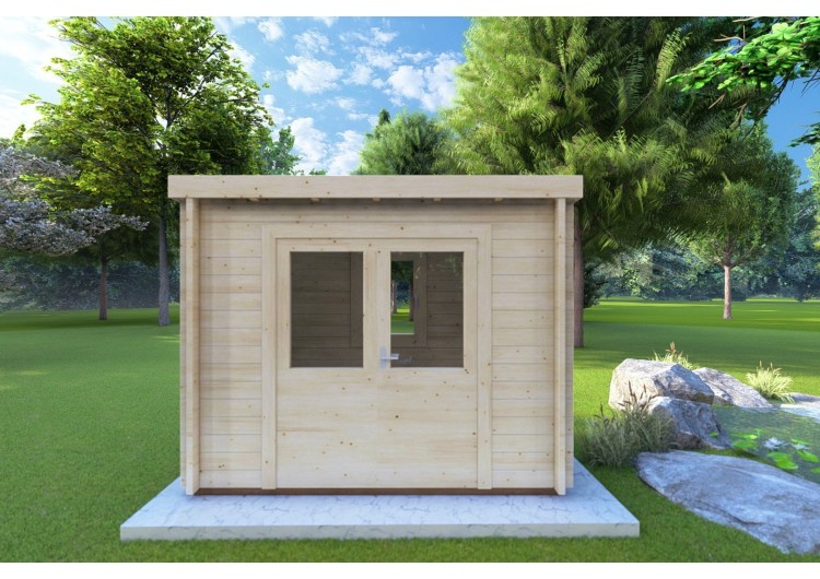 Casetta in legno OLGA 3x2, 44mm, vista frontale