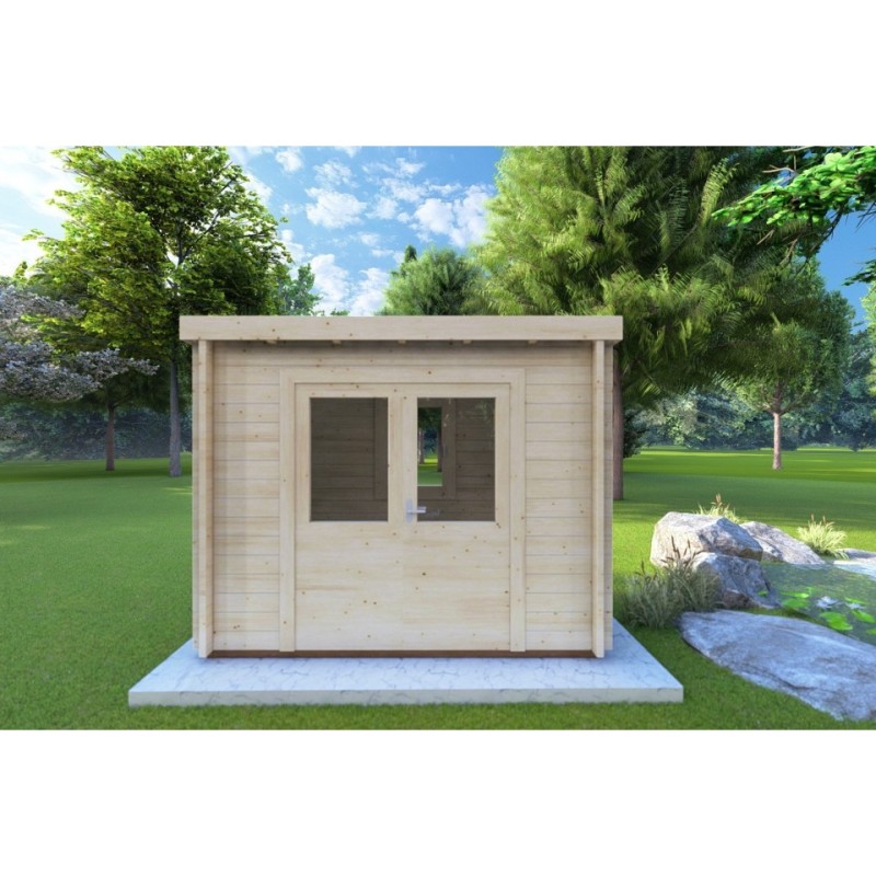 Casetta in legno OLGA 3x2, 44mm, vista frontale