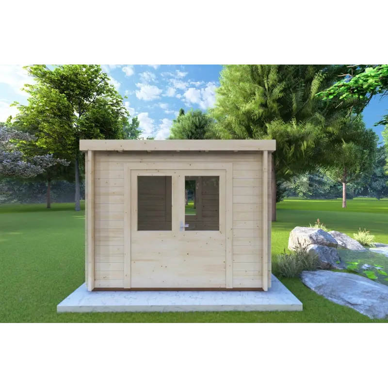 Casetta in legno OLGA 3x2, 44mm, vista frontale