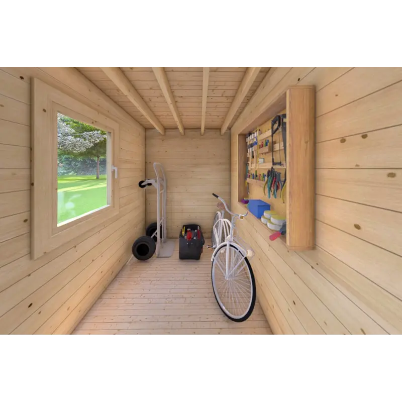 Casetta da giardino AMARISSA con tettoia 3x4 44mm, interno