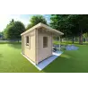 Casetta da giardino AMARISSA con tettoia 3x4 44mm, fronte lato sinistro