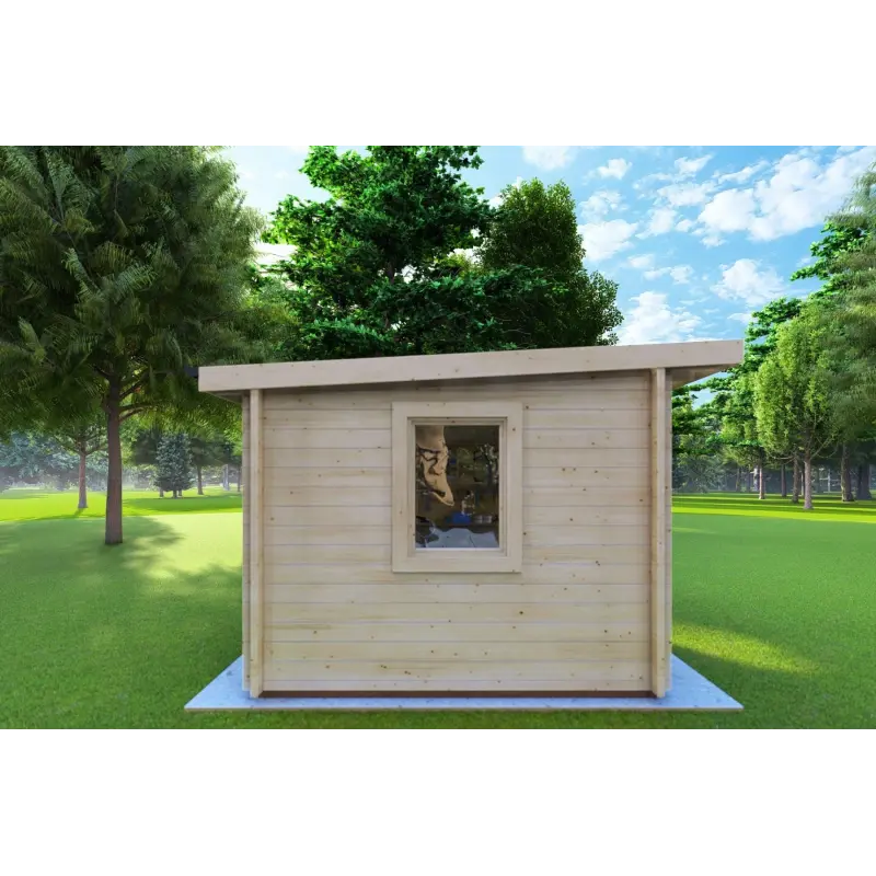 Casetta da giardino AMARISSA con tettoia 3x4 44mm, lato sinistro