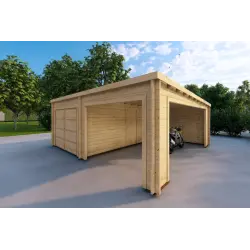 Garage in legno con tettoia mono falda 38 m² 44mm, fronte lato destro