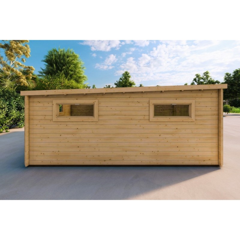 Garage in legno con tettoia mono falda 38 m² 44mm, lato sinistro