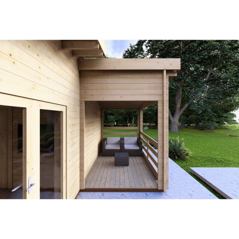 Casa coibentata BIANCA 41.68 m² 44/100/44 mm, veranda