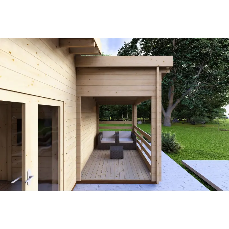 Casa coibentata BIANCA 41.68 m² 44/100/44 mm, veranda