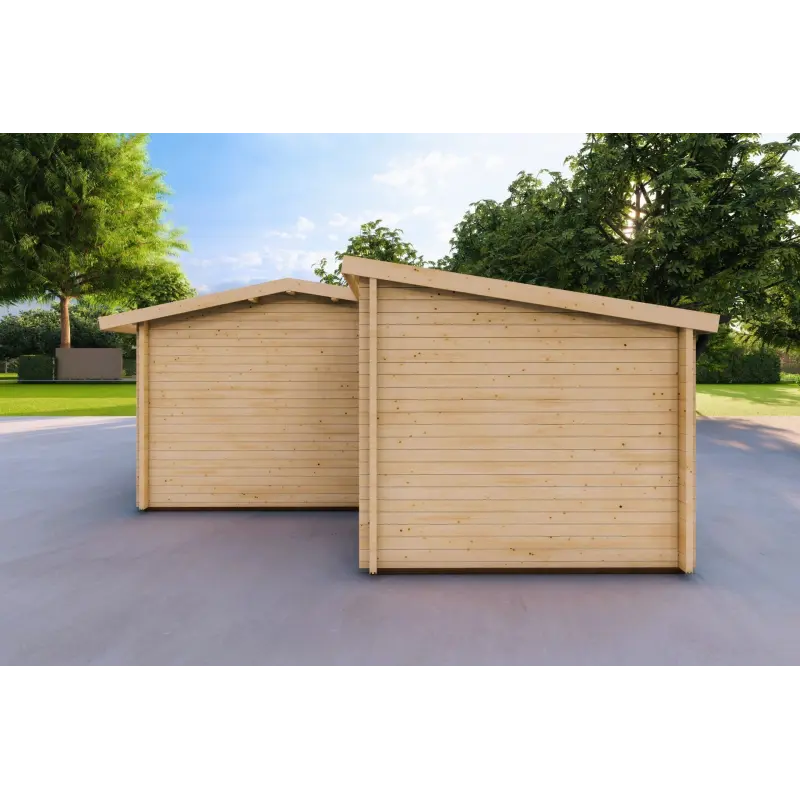 Garage di legno DOPPIO con ripostiglio 6x8 60mm, lato destro