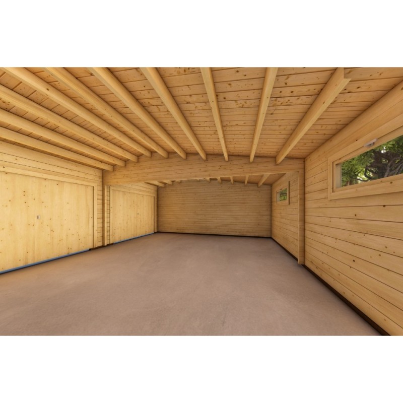 Garage di legno DOPPIO con ripostiglio 6x8 60mm, interno