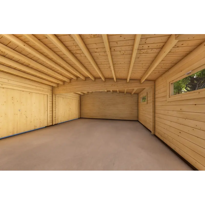 Garage di legno DOPPIO con ripostiglio 6x8 60mm, interno