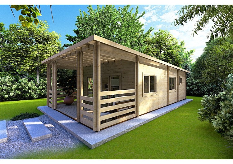 Casa di legno CLOTILDE 5.5X10 44mm, fronte lato destro