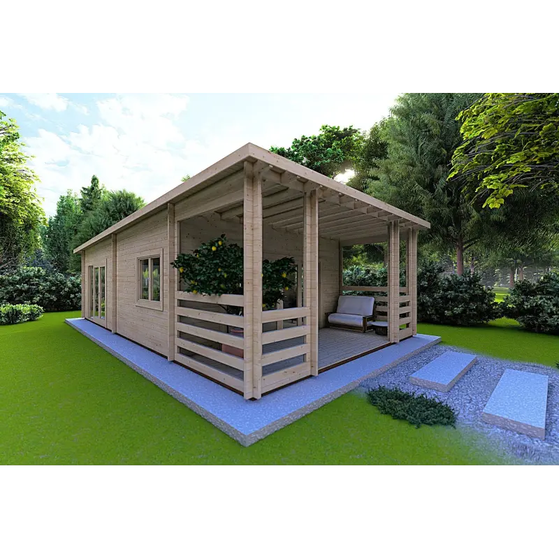 Casa di legno CLOTILDE 5.5X10 44mm, fronte lato sinistro