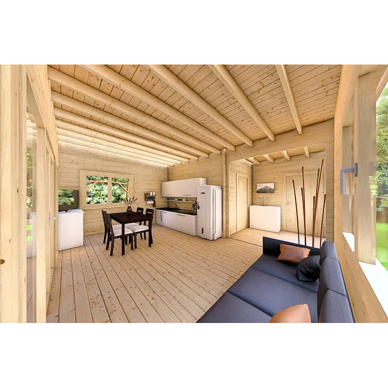Casa di legno CLOTILDE 5.5X10 44mm, interno open space