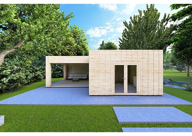 Casa coibentata in legno con cladding SOLEIL 42 m² 60/100/30/40 mm,  vista frontale
